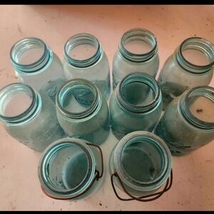 Set of Vintage Blue Mason Jars